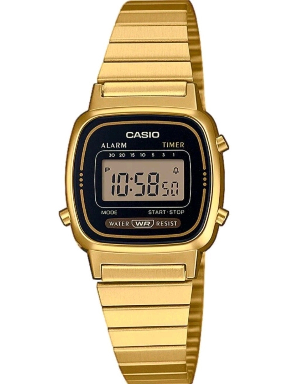 Casio Vintage LA670WEGA-1EF Women's 30.3mm DCasio Gold Digital Alarm Timer Watch